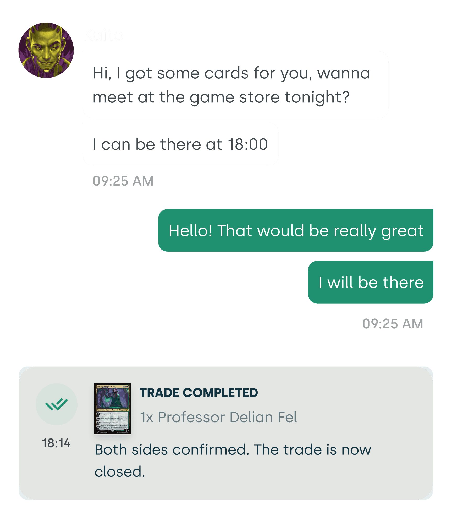 Chat trade flow preview